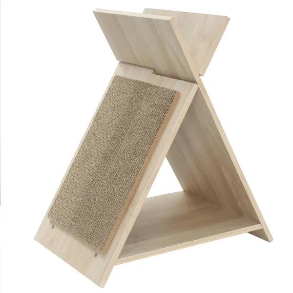 A-Frame Wooden Cat Scratcher with Hideaway