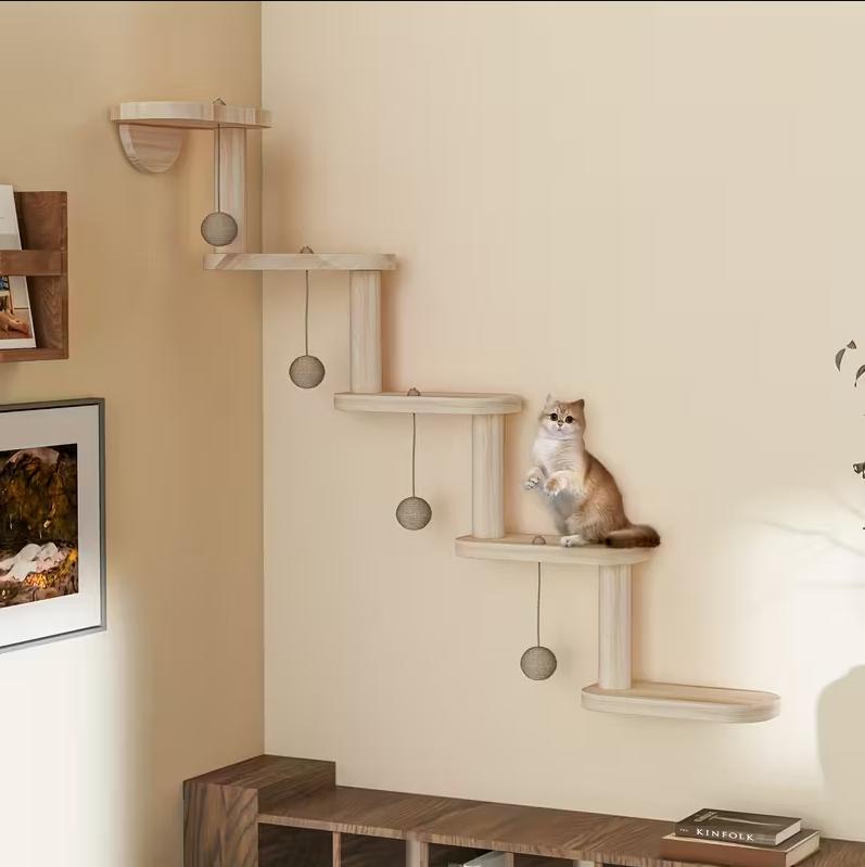Wall-Mounted Wooden Cat Climbing Shelves, view 3