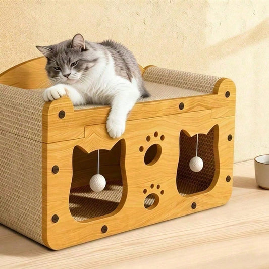 Two-Tier Cardboard Cat Scratcher House