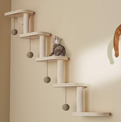 Wall-Mounted Wooden Cat Climbing Shelves