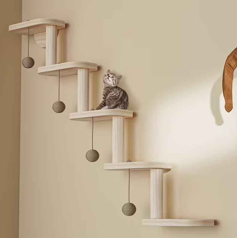 Wall-Mounted Wooden Cat Climbing Shelves