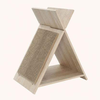 A-Frame Wooden Cat Scratcher with Hideaway, view 3